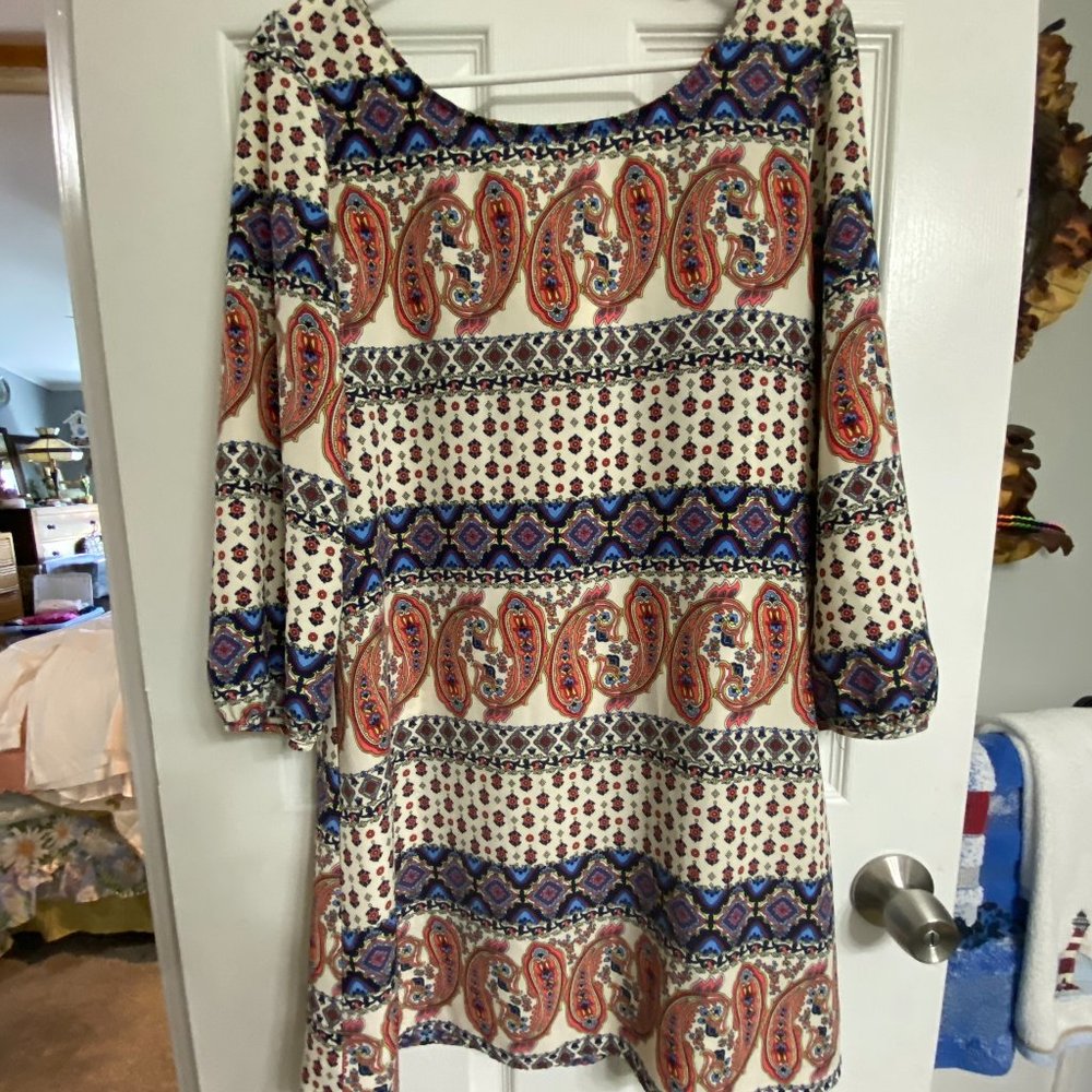 EUC~New Mode~BOHO Paisley Print tunic top-Lg